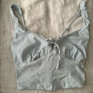 Women's Baby Blue Lace Trim Corset Top